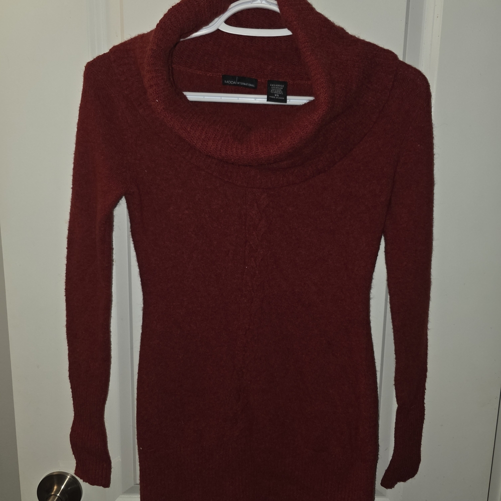 Moda International Deep Red Cowl Neck Sweater